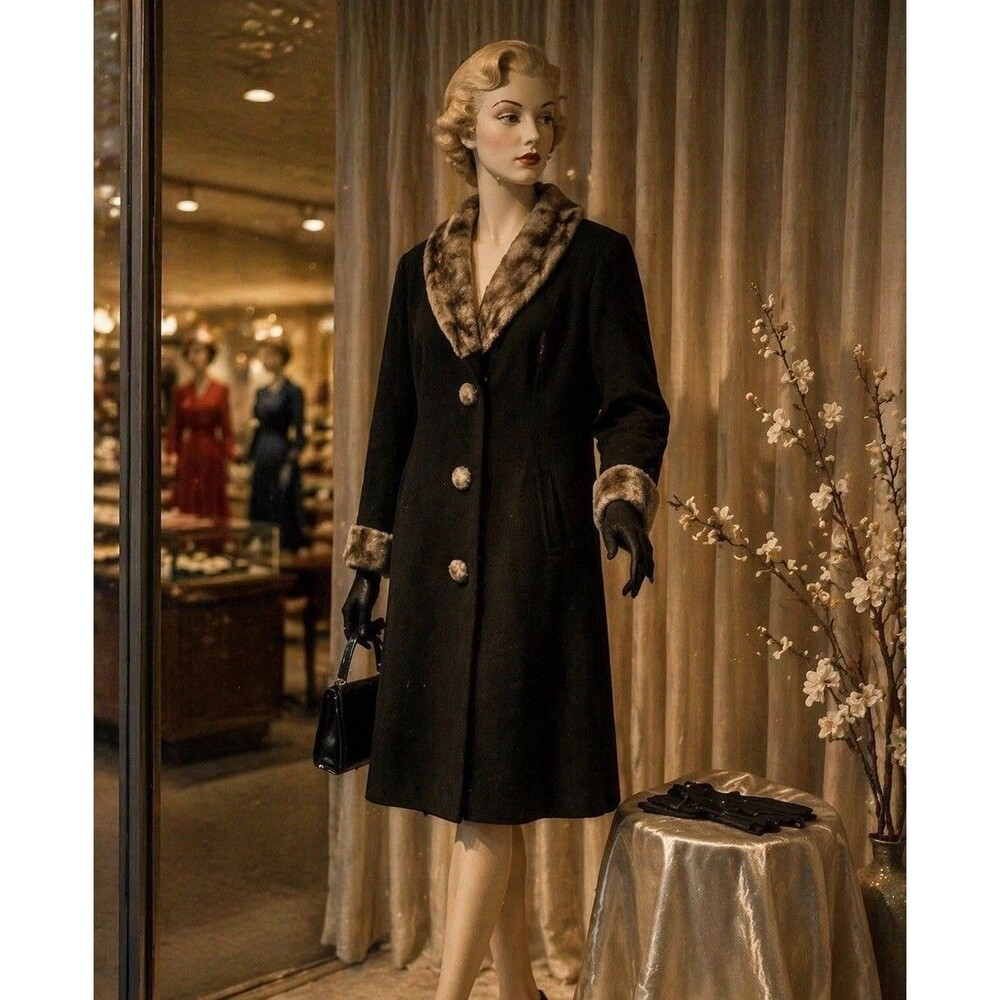 1950s Fur Coat Famous-Barr Fur Coat Vintage Fur Coat St Louis Black